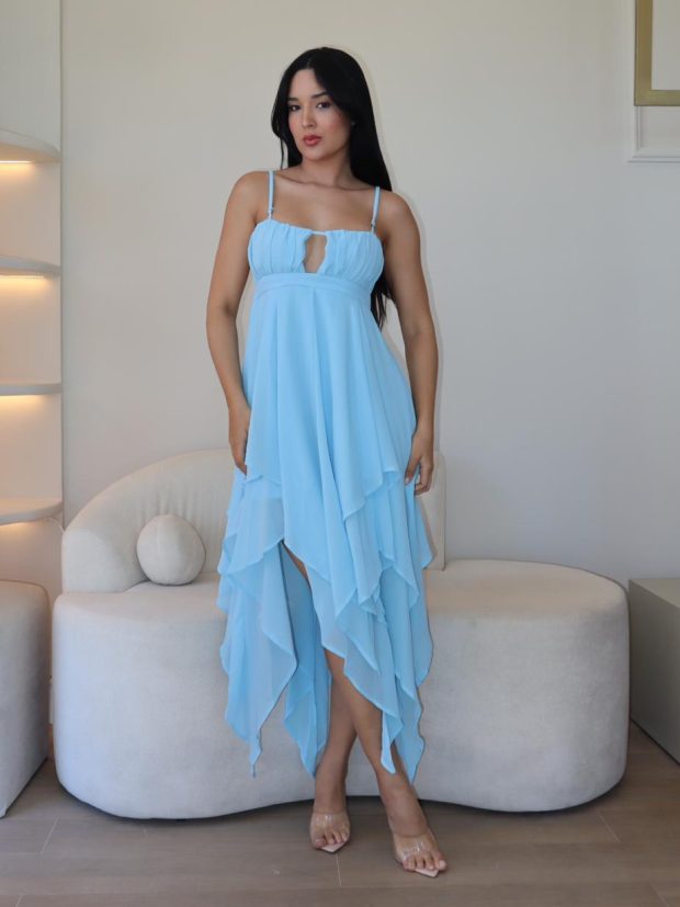 Vestido Delune Midi Azul Claro