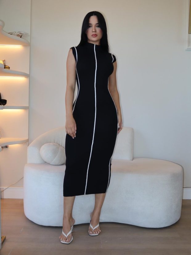 Vestido Midi Linear Preto