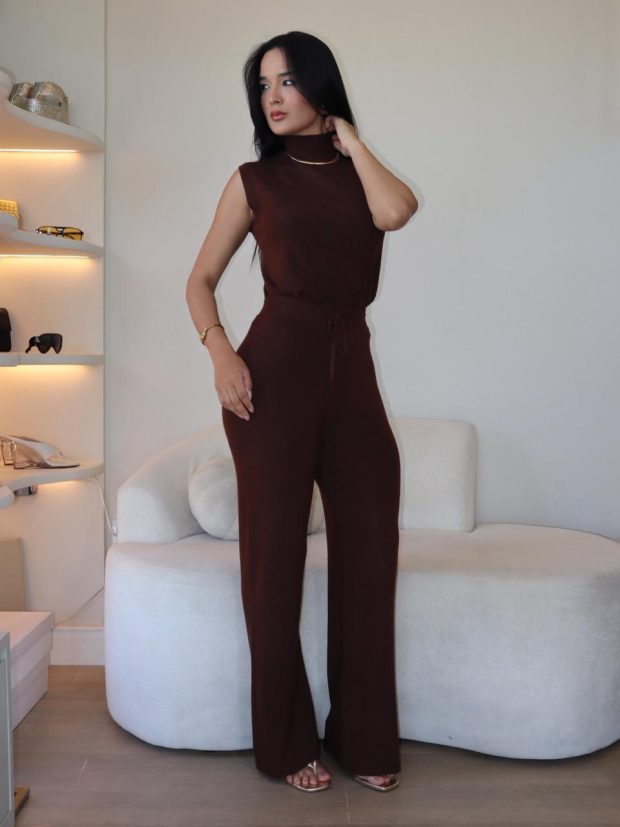 Conjunto Aurora Tricô Marrom