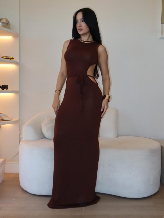 Vestido Longo Regata Marrom