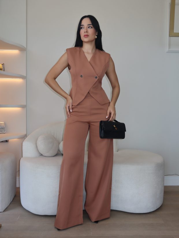 Conjunto Alfaiataria Milenka Marrom