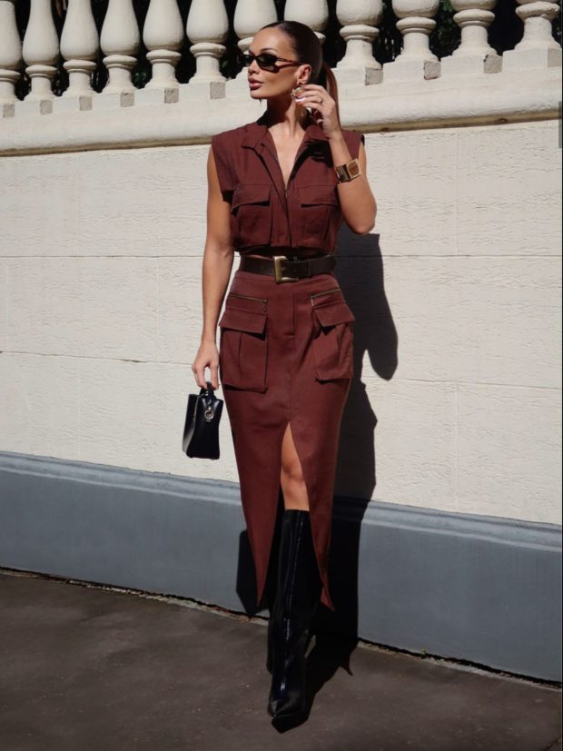 Conjunto Naomi Marrom