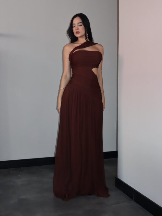 Vestido Flora Marrom