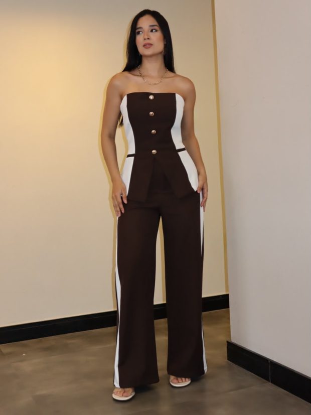 Conjunto Bicolor Marrom